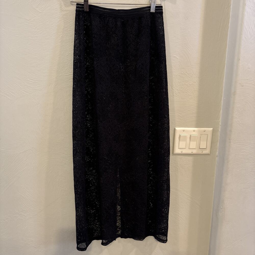Victoria’s‎ Secret Lace Maxi Skirt Black Slit Size Small Witchy WhimsyGoth Sexy